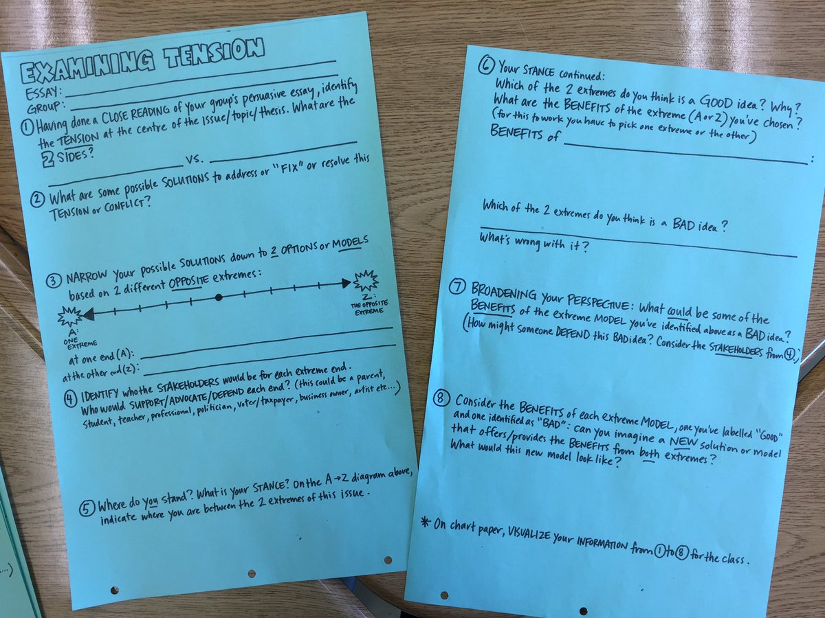 JasonMonteith's tweet photo. Hey #integrativethinking fans: I love using the #proprochart as part of my persuasion unit, examining the tension in an essay as an alternative to traditional identification of the thesis, rhetorical devices & types of evidence: it works! @RotmanIThink https://t.co/WpF0RXVLel