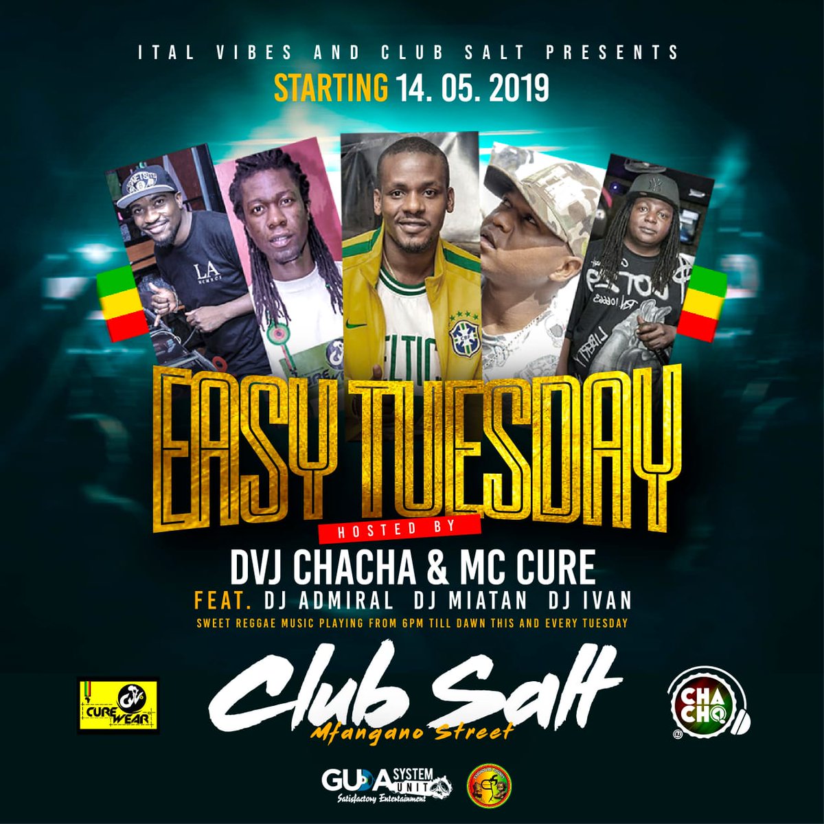 ItalVibesKenya's tweet photo. Easy Tuesday Going Down @SaltLounge Mfangano Street.. This Coming Tuesday On 14th May.. The Lineup is Heavy Issaproblem🔥💥
#ChachaNCure
#GudaSystemUnit
#GoldenFingerChacha
#CureWear
@christineguda @Chachavdj @ZeNdiamboCure @Miatan84 @MartoValencia https://t.co/JQioLSWmB1