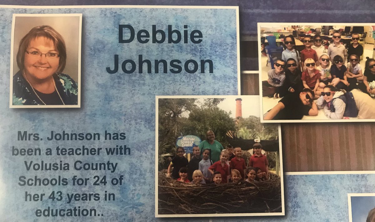 DeltonaLksElem's tweet photo. Sending congratulations out to Mrs. Debbie Johnson for her 24 years of service in Volusia County and 43 years overall teaching! Wishing much relaxation, happiness and fun travels as she flies off into retirement!🎉💓🎉@DeltonaLksElem @ramonita_ortiz1 @tngriffi_tonya @HopeNoga https://t.co/iEjs68PPZj