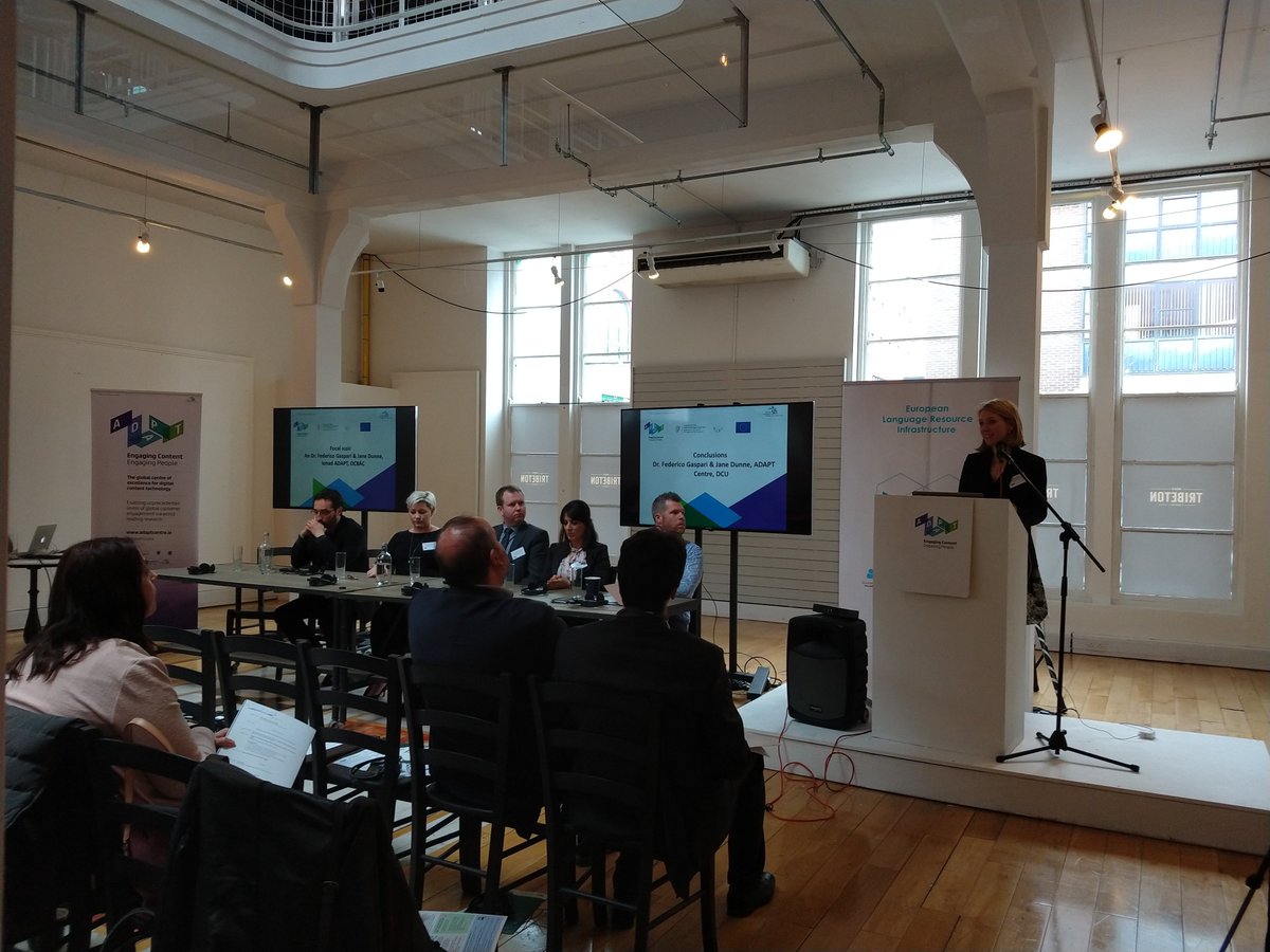 ElriProject's tweet photo. Federico Gaspari and Jane Dune close a very fruitful ELRI Workshop in Galway.  Thank you very much to all participants! #ELRIProject @ELRIEireann @inea_eu @AdaptCentre https://t.co/jkdSPvK274
