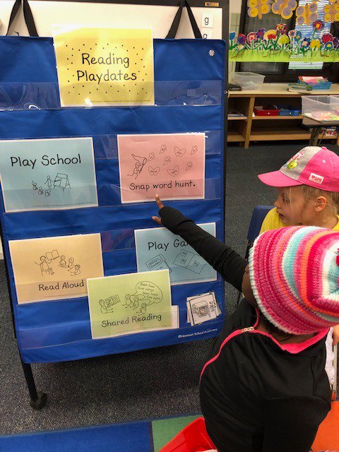 frkinderd64's tweet photo. Reading Playdates are up and running in kindergarten!  Our favorite kind of playdate was "Playing School" We have future teachers in kinder- no doubt! #superreaders #d64smiles #readingworkshopinaction #engaged64 https://t.co/87I1775mzR