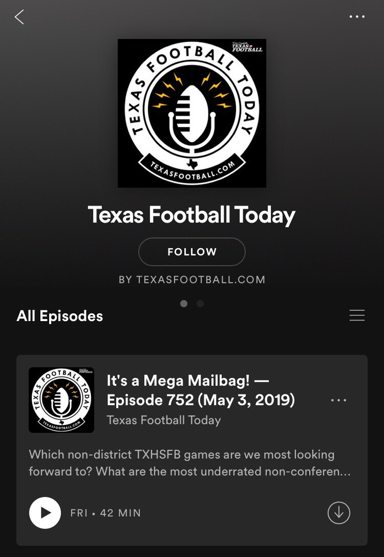 Big news, y’all: the Texas Football Today podcast is now available on Spotify! Make sure you subscribe to the No. 1 podcast dedicated to football in Texas, from #TXHSFB to college to recruiting and more! open.spotify.com/show/73zvuIR4S…

#TFToday