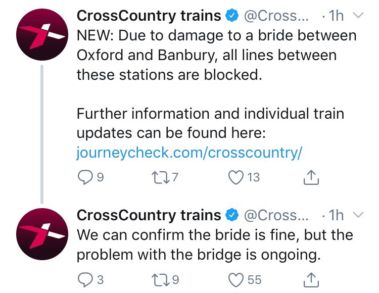 intheroundcoms's tweet photo. Is this an example of why social media is:
1. A great tool for bringing personality to otherwise mundane corporate communications, or
2. A tool that should not be used for conveying important corporate communications.
Our vote: #1 but do you agree? 👍from us @CrossCountryUK https://t.co/KT7H4PmPbW