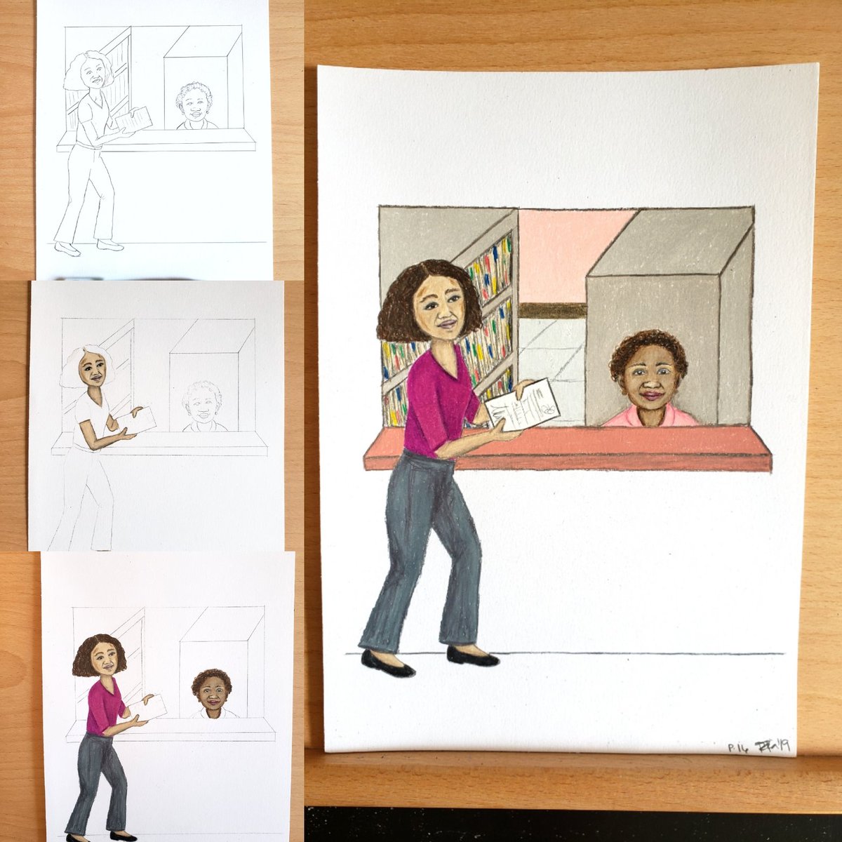 RachelFia's tweet photo. #wipwednesday #behindthescenes of a children's book that I'm illustrating.  Here's the rest drawing progress. Drawn with @PrismacolorUS #coloredpencils on @cansonpaper multimedia paper. https://t.co/7s1bBiQp7W