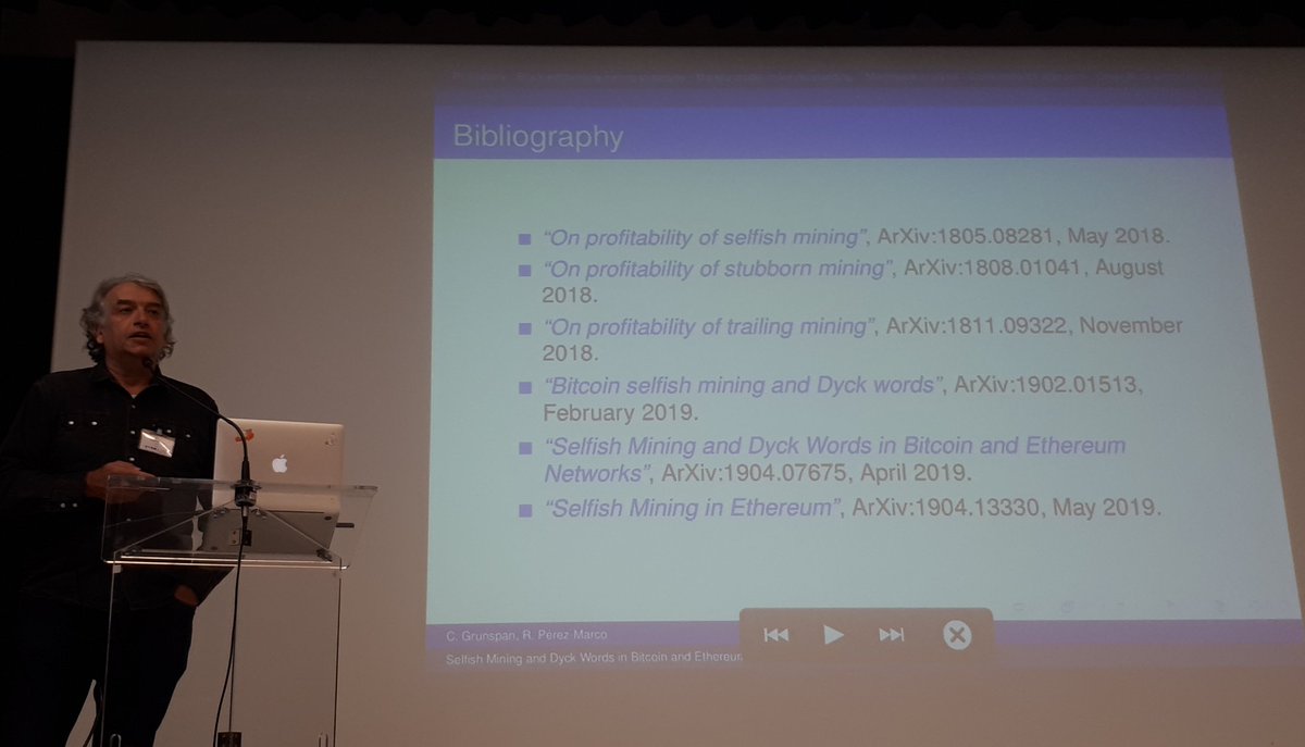 marcin_abram's tweet photo. Prof. C. Grunspan and Prof. R. Pérez-Marco presented an anaclitic formula describing selfish mining strategy. Previously selfish mining was simulated using Markov Chains. More on https://t.co/3gsDxT5RHx #blockchain #research #security #SelfishMining #tokenomics https://t.co/btvNJQcbvM