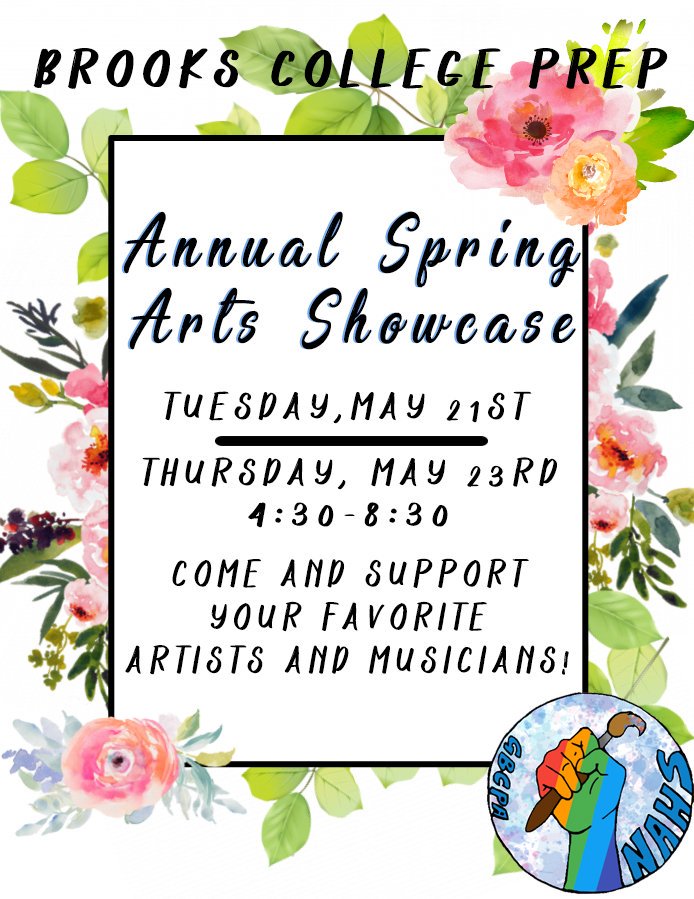 BrooksNahs's tweet photo. Brooks Eagles! Don't forget that the Annual Spring Arts Showcase is coming up! Come and support your favorite artists &amp; musicians on May 21st &amp; 23rd! https://t.co/BI1r3NXZLD