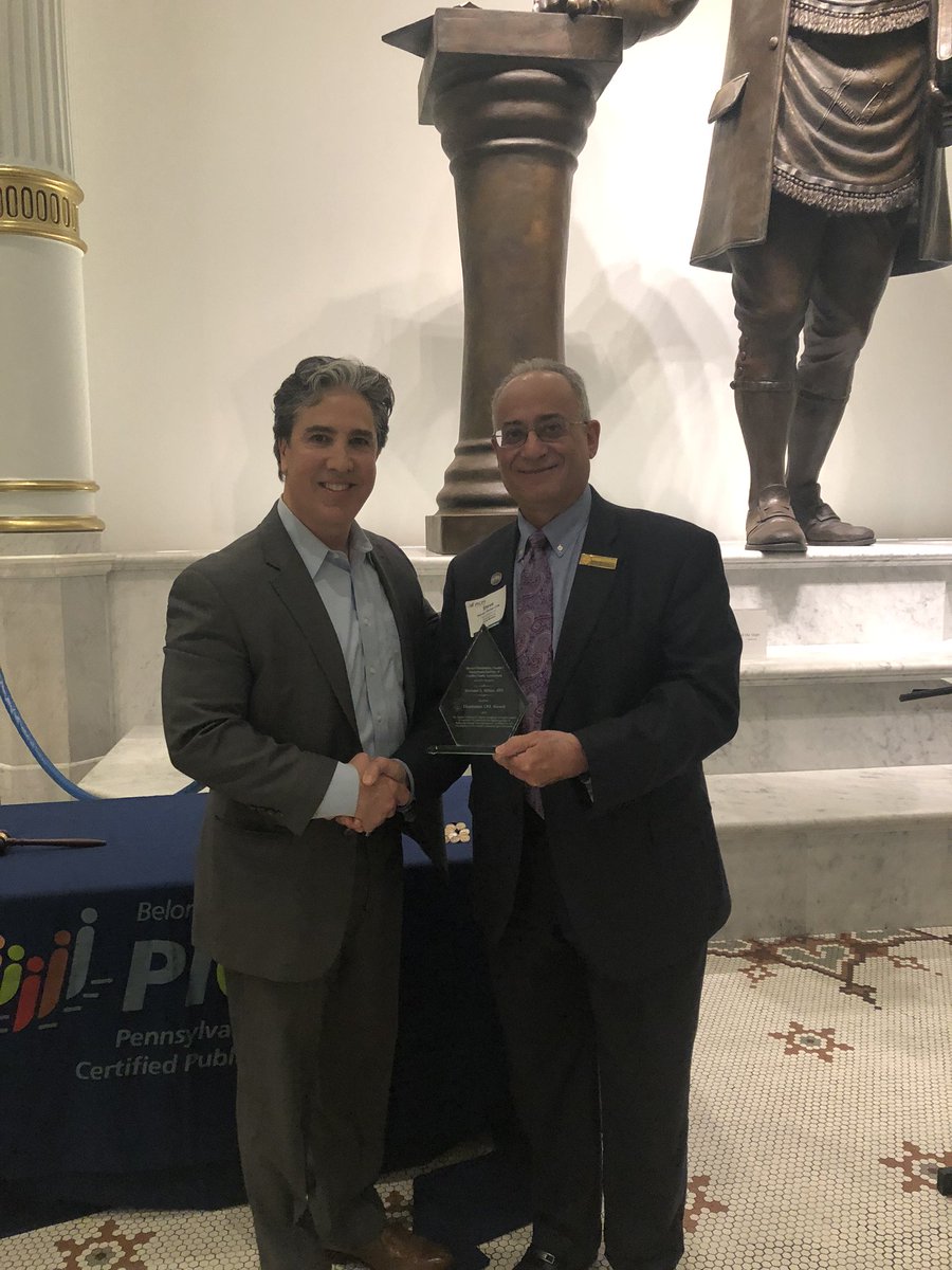 Steve_CPA's tweet photo. Congrats to Mike Gillen, the recipient of the 2019 PICPA
Champion CPA Award, presented to a Philadelphia Chapter member who exemplifies the highest qualities of leadership through participation, contributions and commitment to the Institute, CPA profession, and community. https://t.co/zRQxfdXQBU