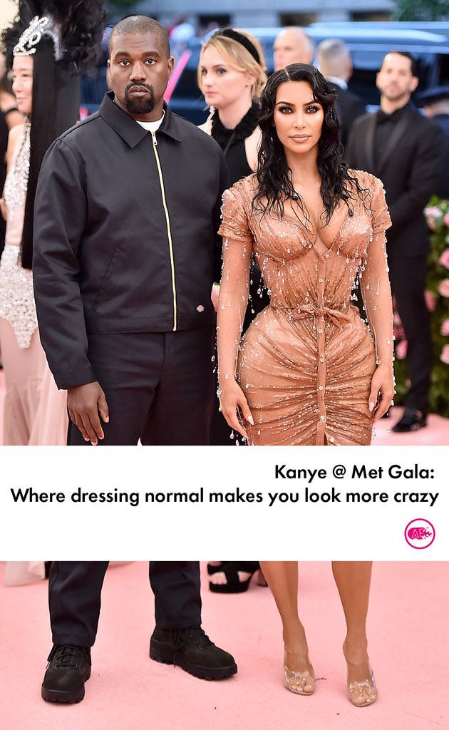 atomic_AF's tweet photo. How is it that when you are supposed to dress insane #MetGala2019 it looks more insane not to? That’s #KanyeWest at his best, right #KimKardashianWest? https://t.co/l9dCgTRkLe
