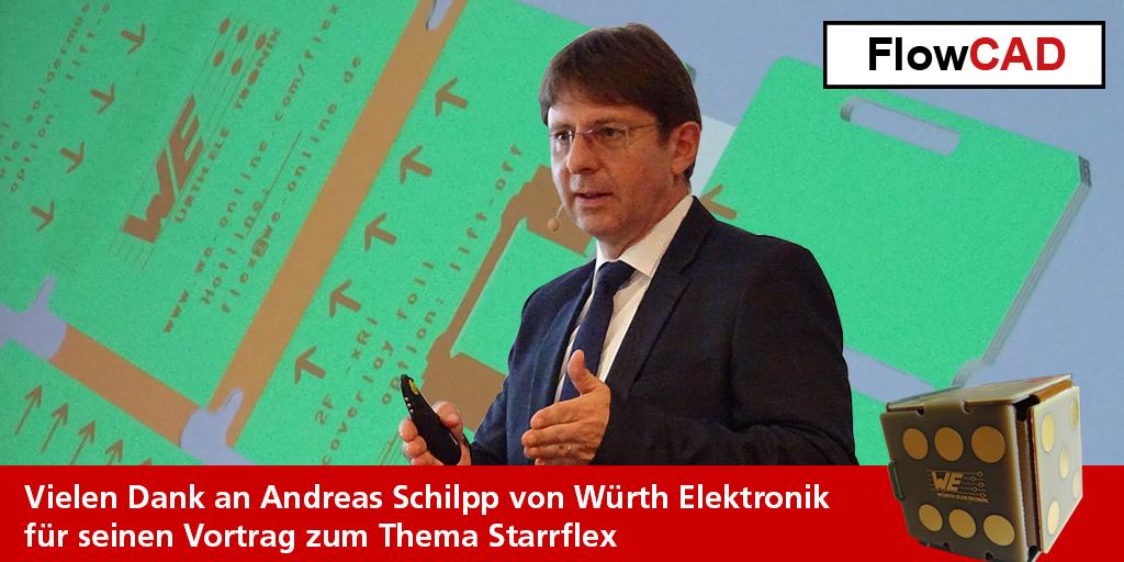 FlowCAD's tweet photo. Vielen Dank an Andreas Schilpp von @we_online für seinen kurzweiligen und informativen #Starrflex Vortrag! #CDNLive @Cadence_EMEA #WE_CBT https://t.co/aeiemDgpea