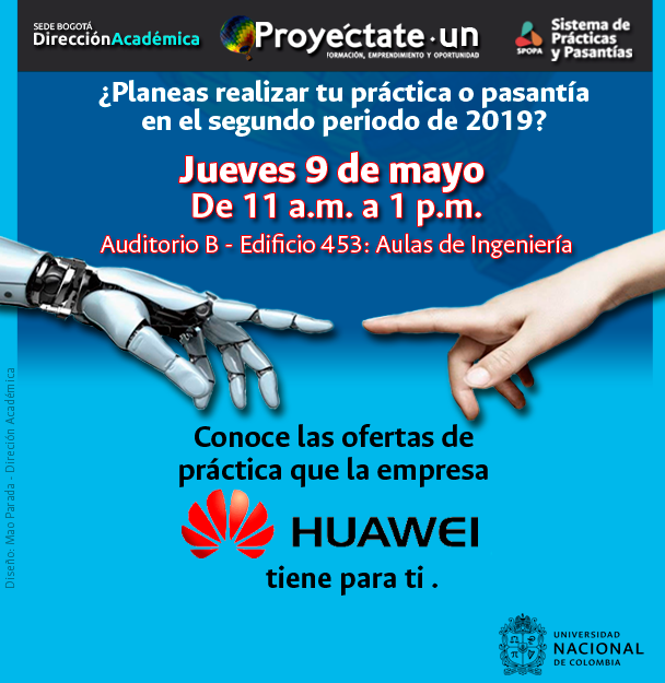 BogDirAcad's tweet photo. #ComunidadUN
JUEVES 9 DE MAYO
HUAWEI Colombia.
Invitación para estudiantes de Administración de Empresas, Contaduría, Psicología e Ingeniería Industrial, Eléctrica, Electrónica, Mecatrónica, Sistemas y Computación.
#ProyéctateUN #SPOPA https://t.co/Nu9EjuwXT1