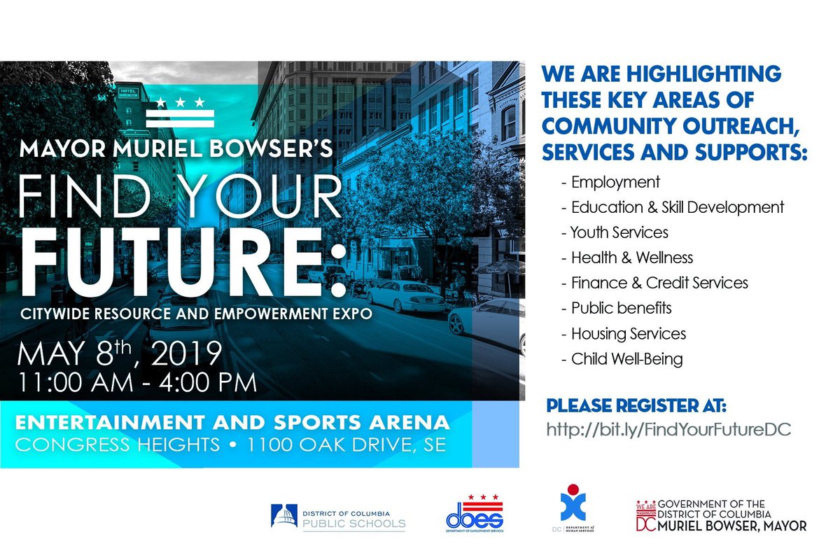 DOES_DC's tweet image. Join us at the #FindYourFutureDC Citywide Resource and Empowerment Expo! Come learn about job opportunities, housing, youth services + more at the Entertainment and Sports Arena in Congress Heights. We are here until 4pm. #DCValues