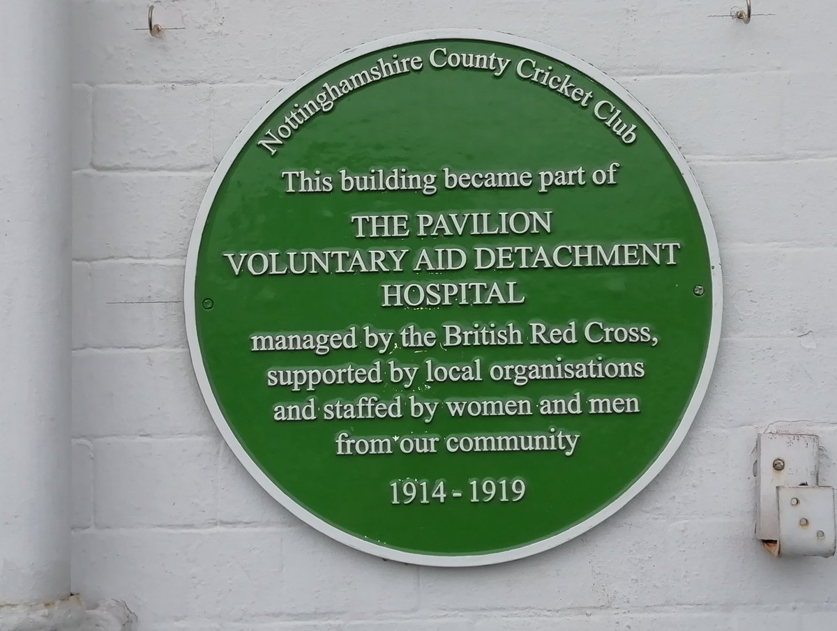 To mark the centenary of the closure of Trent Bridge Cricket Ground as WW1 Voluntary Aid Detachment Hospital a plaque was unveiled today outside the members pavilion that looks towards the cricket pitch.