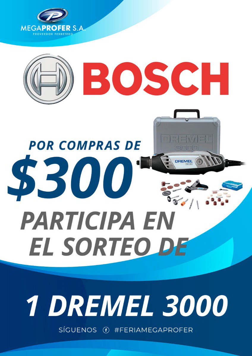 megaprofer's tweet photo. Por todas tus compras superiores a 300 USD en productos BOSCH puedes participar en el sorteo de este DREMEL #feriamegaprofer https://t.co/Qj1YYQPgJE