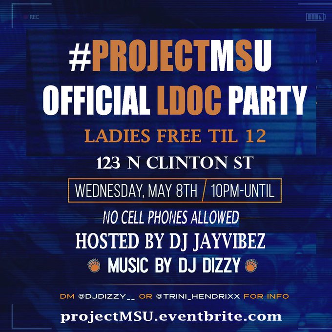 THE OFFICIAL LAST DAY OF CLASS PARTY TONIGHT ‼️📵  #ProjectMSU 🐻  - NO CELL PHONES ALLOWED  - FOOD 👀 -<a href="/tag/projectmsu"class="tags">#ProjectMSU</a>