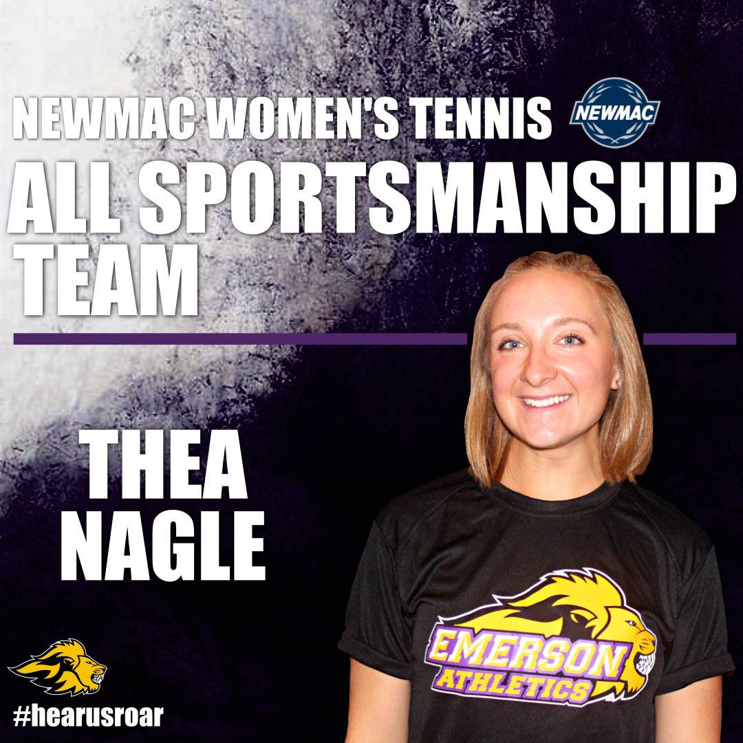 To add on to <a href="/TennisEmerson/">EmersonTennis</a>'s already awards filled day, it's time to recognize the women's side as Thea Nagle represents the Lions on the NEWMAC Women's Tennis All Sportsmanship team 🎾

#HearUsRoar 🦁