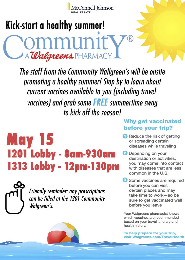 🎵 Summer summer summertime...
...time to sit back and unwind...with Walgreen's 🎶 

Stop by the lobbies of 1201 and 1313 for some sweet, Summertime swag! #healthySummer #happytenants #passtheSPF #thanksWalgreens