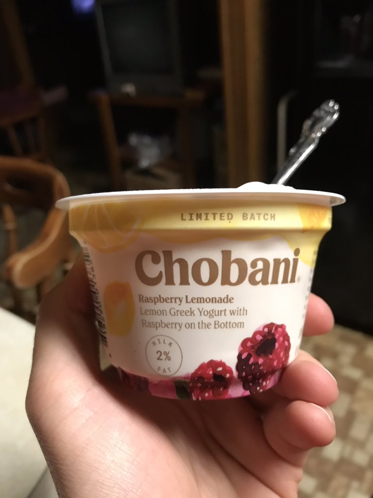Bhall1996's tweet image. Best yogurt I’ve ever had! #chobani #yogurt #raspberrylemonade