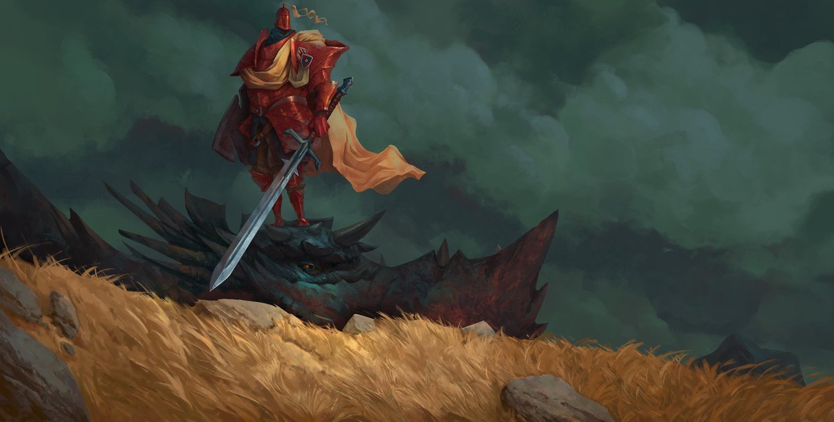Want to feel like an #amwriting hero? Then grab your weapon (🖋️) &amp; join this #writingprompt battle! You get 1 LINE to capture the relationship between this knight &amp; dragon. I'll RT replies with the most ♥'s at 9PM ET.

Please ♥ &amp; RT to share w/ the #writingcommunity!
