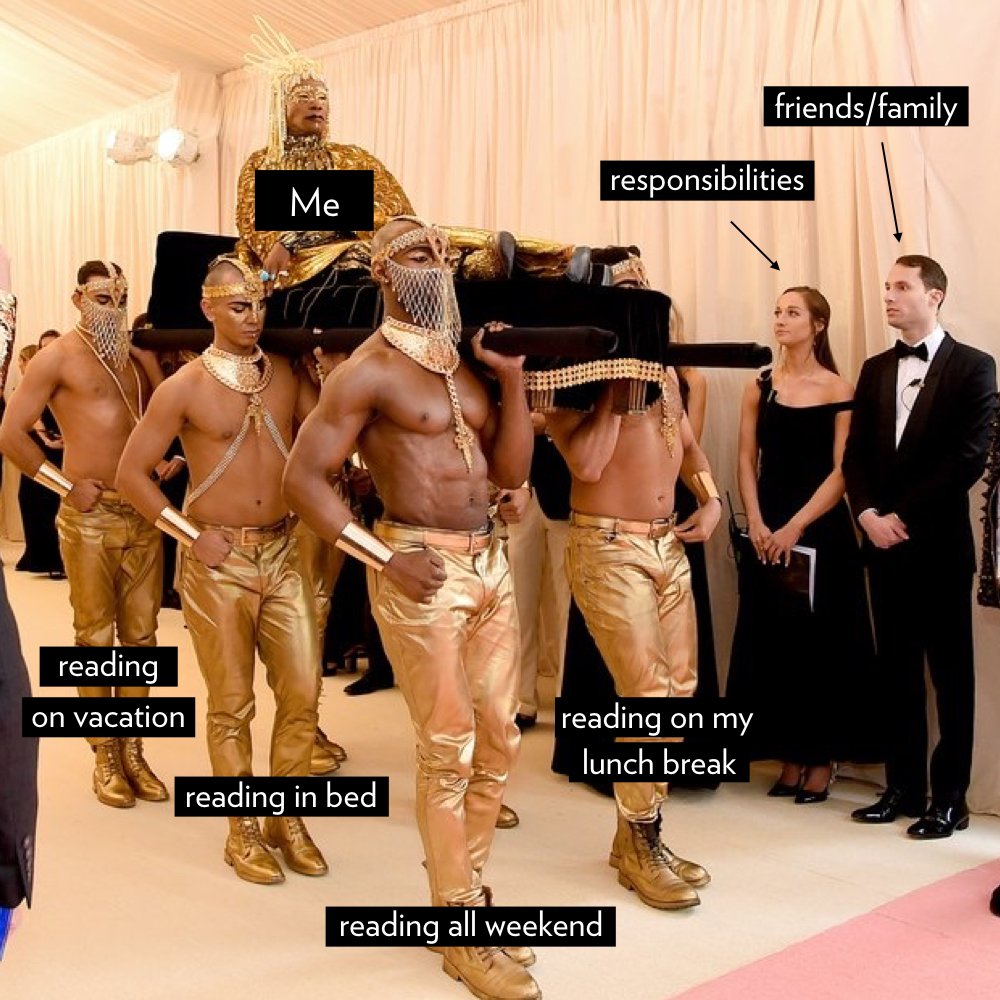 penguinrandom's tweet photo. It's called a hobby, ever heard of it?
#RandomHouseMemes #MetGala https://t.co/oe4kaqNVK0