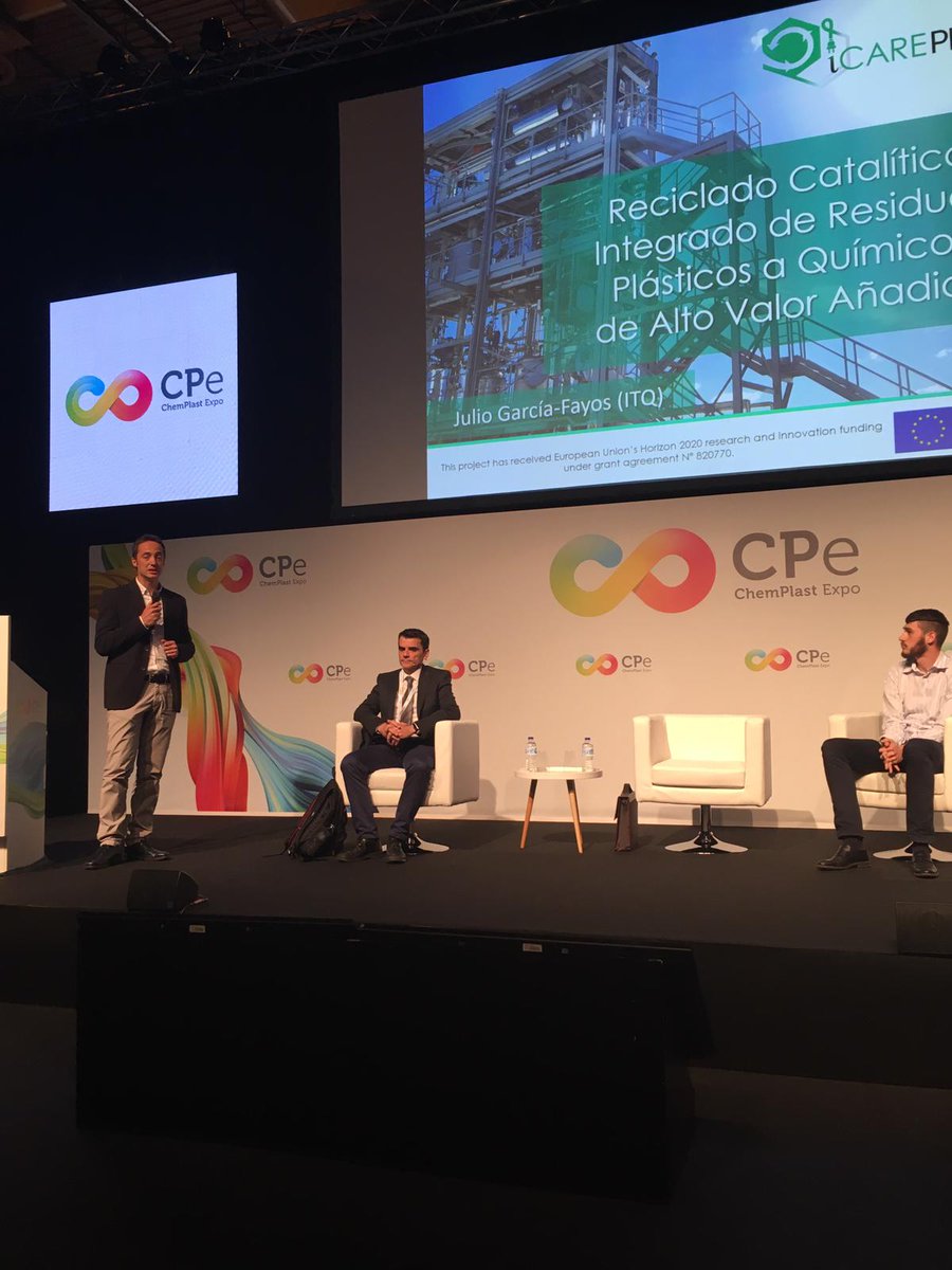 icareplast's tweet photo. Yesterday, our colleague Julio García from @ITQ_UPVCSIC presented #ICAREPLAST project scope in #CPe2019 🙋♂️ @chemplastexpo https://t.co/iUmOd3YQA8