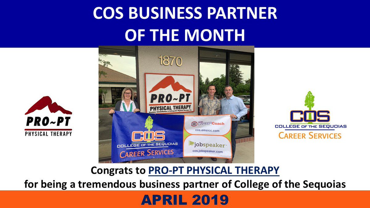 Thank you <a href="/COSGiant/">CollegeoftheSequoias</a>  for honoring us as Business Partner of the Month in April! We appreciate all you do for Visalia and surrounding communities to help students prepare for rewarding careers! #proptproud