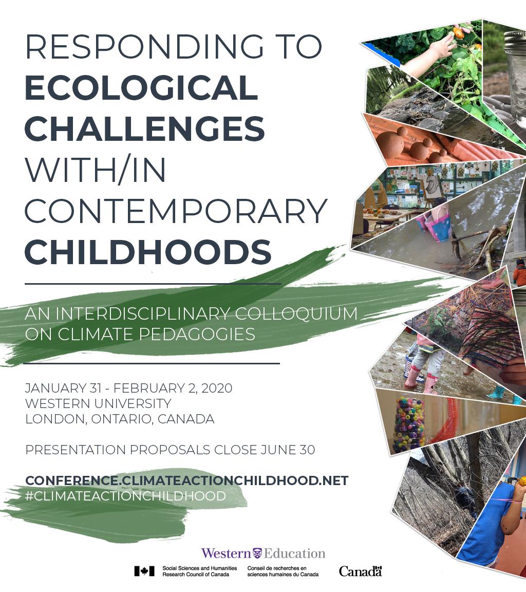 The call for presentation proposals for "Responding to Ecological Challenges with/in Contemporary Childhoods: An Interdisciplinary Colloquium on Climate Pedagogies" is now available! Closes June 30th. Please check out bit.ly/2VTvUDk for more info #ClimateActionChildhood