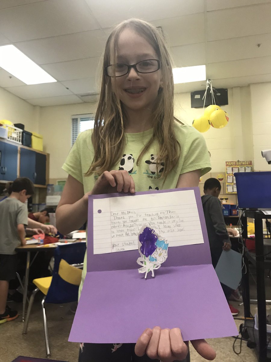 GertnerTCS's tweet photo. Connecting STEAM into our curriculum by creating pop-up thank you cards to accompany our letters to our graduating student intern. We got creative! #FullSTEAMahead  #cardtechnology @_derrien @ChatsworthSch @chatsworthfam @MrRussellTeach https://t.co/Q2YVXR9U1B