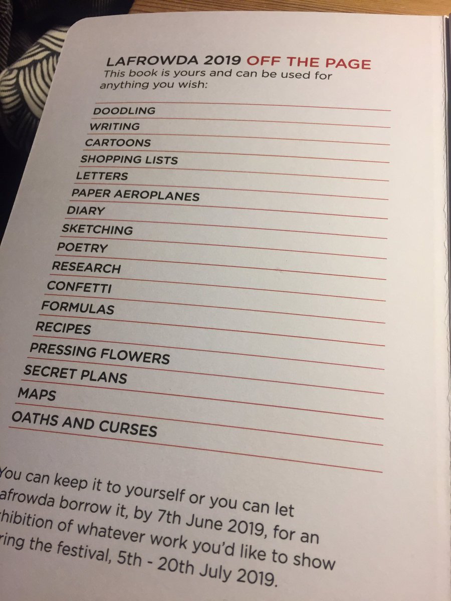 Look out for these beauties, Lafrowda notebooks for you to do whatever you want, doodes to oaths and curses and indeed anything else. Anything you are particularly proud of, let Lafrowda borrow your book back and we’ll display it during the festival. #OffThePage