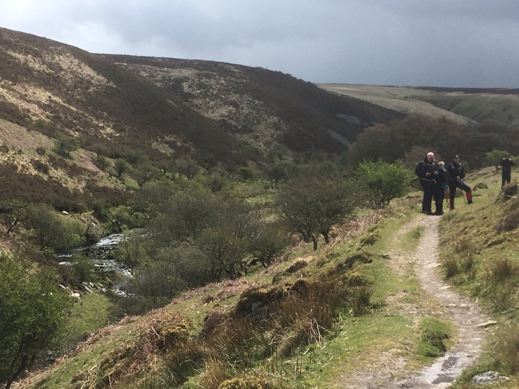 The #LornaDoone walk today for @hfholidays. Visited Oare Church where she was shot on her wedding day. Then over to and along the lovely #DooneValley (Badgworthy Water), over Brendon Common to the East Lyn Valley, and down to #Watersmeet in pouring rain. #Exmoor #Holnicote