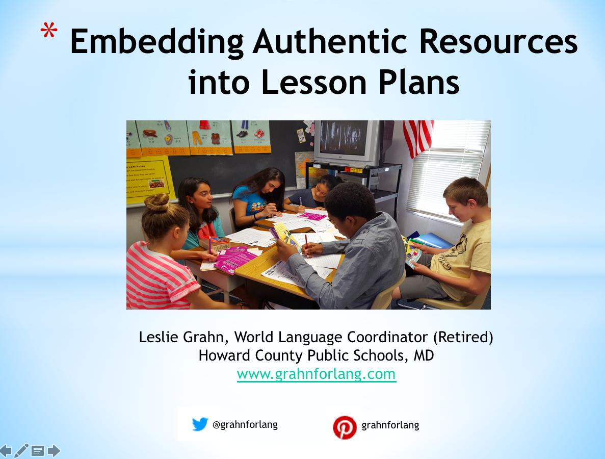 grahnforlang's tweet photo. Talking about how to embed authentic resources into lesson plans with Delaware WL teachers https://t.co/X8qIvpaeLt