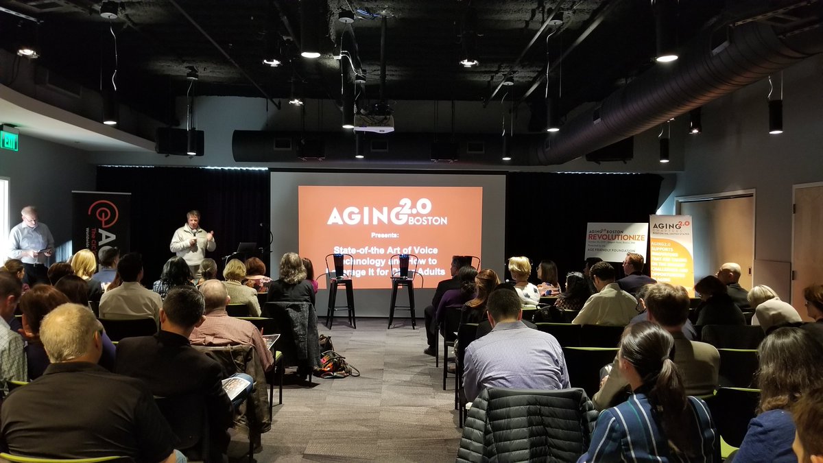 Aging2Boston's tweet photo. Tim Driver kicks off tonight's event on state of the art in voice technology #voicefirst #a2boston https://t.co/VbbHWFbcrP