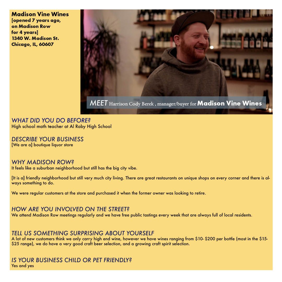 MadisonRowChi's tweet photo. Meet Cody Berek, manager/buyer for Madison Vine Wines! Meet him in person during Meet Madison on Saturday, May 11, 11 a.m. to 3 p.m. Go to https://t.co/71Ri0EgiHc for more information! https://t.co/ZITQ7FNR4E