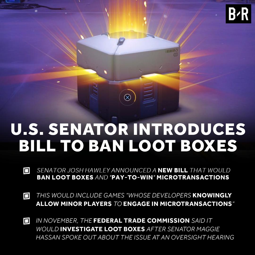 BRGaming's tweet photo. A U.S. senator is introducing a new bill to ban loot boxes in video games. https://t.co/KQ5THbO3Xm