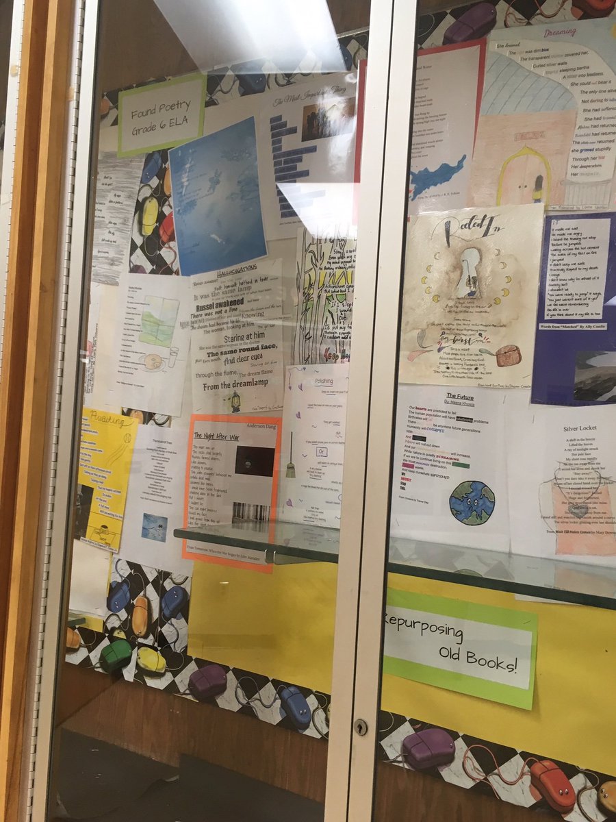 CMSLibraryHCPSS's tweet photo. CMS 6th graders made found poems using weeded books! https://t.co/45VqGFdWPL