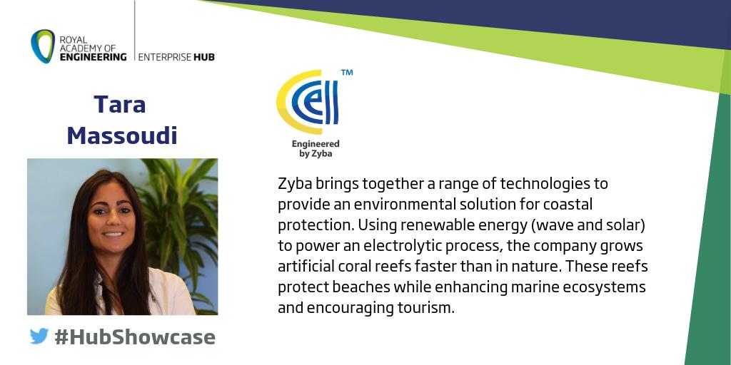 Tara Massoudi introduces Zyba's @CCellUK – growing artificial coral reefs with renewable energy to protect eroding coastlines: enterprisehub.raeng.org.uk/entrepreneurs/… #HubShowcase
