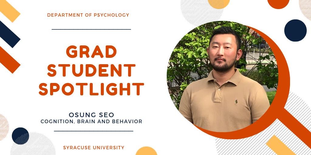 SyracuseUpsych's tweet image. Our #GradStudentSpotlight 🔦 is Osung Seo! A fourth year doctoral candidate in the CBB program, Osung&apos;s ultimate goal is to identify patterns out of the seemingly chaotic human behaviors and formally describe them. bit.ly/2J35HMq