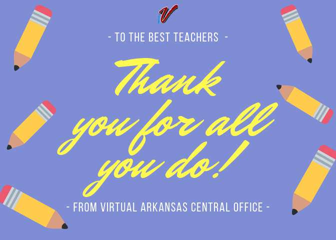 VirtualArkansas's tweet photo. Thank you to our VA Teachers & Teachers across Arkansas. They give their heart & soul to educating AR Students. The work AR Teachers do every day means a difference for a lifetime! #VAimpact #VAblendedlearning #onlinelearning #weARready #teacherappreciation https://t.co/lQDOhMWV5k
