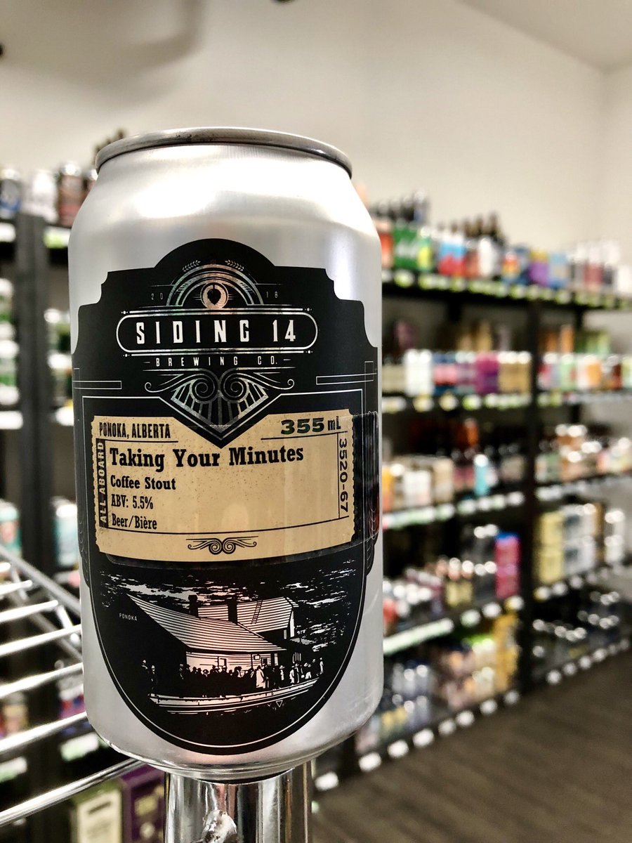 The ever so loved <a href="/Siding14Brewing/">Siding 14 Brewing Co</a> “Taking Your Minutes” Coffee Stout is back! 🍻

Available, as always, in singles!

#Lacombe #SupportLocal