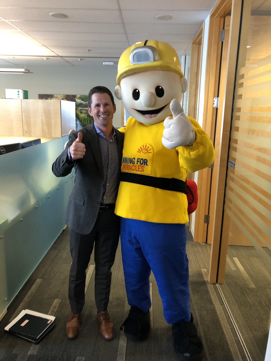 chadpederson's tweet image. It’s #MiningforMiracles season where BC’s mining industry comes together to support @bcchf. Thanks for stopping by @buddytheminer!