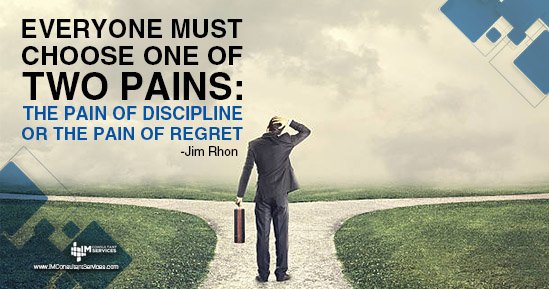 MikeMarko1's tweet photo. Everyone must choose one of two pains: The pain of discipline or the pain of regret. #JimRhon #quotes https://t.co/wS4Z3rNEJW