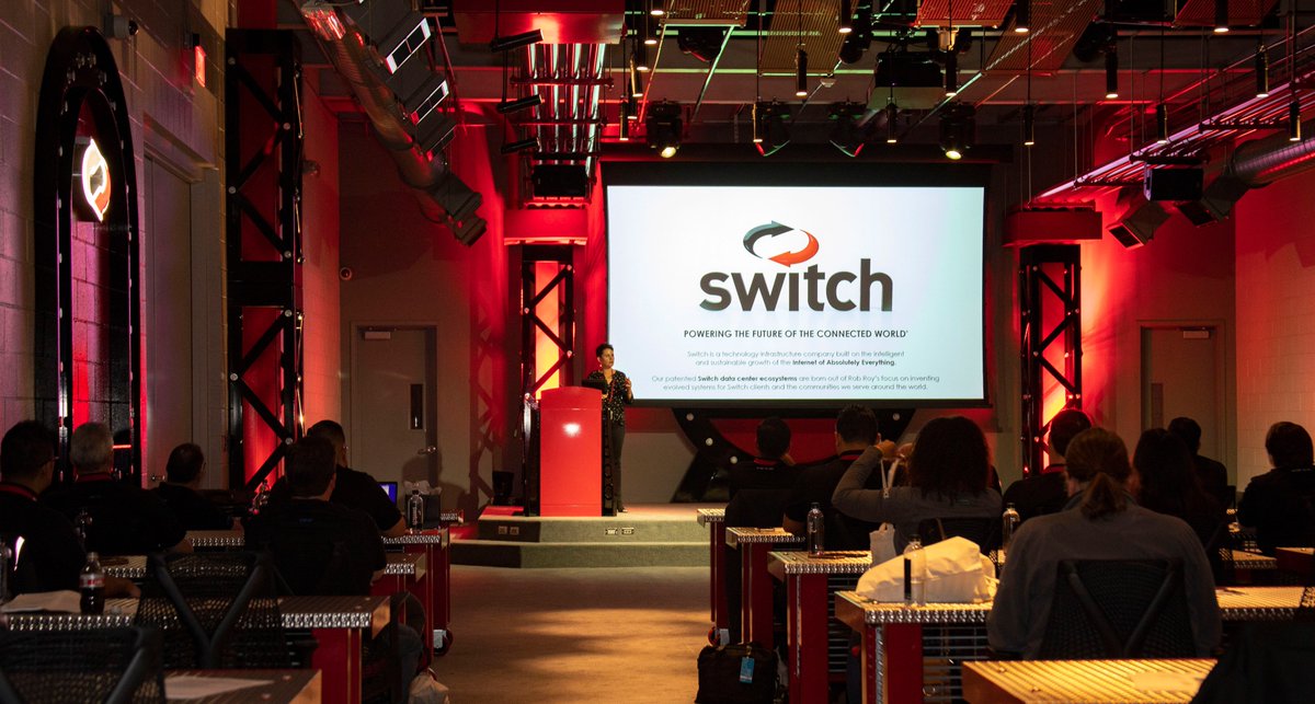 Switch's tweet image. Thanks to all the #Trace3Evolve attendees who joined @Switch VP of Sales, Terri Cooper @tcooper555 for a tour of The Core Campus! #DataCenters #Hyperscale #AI #Cloud #IoT
