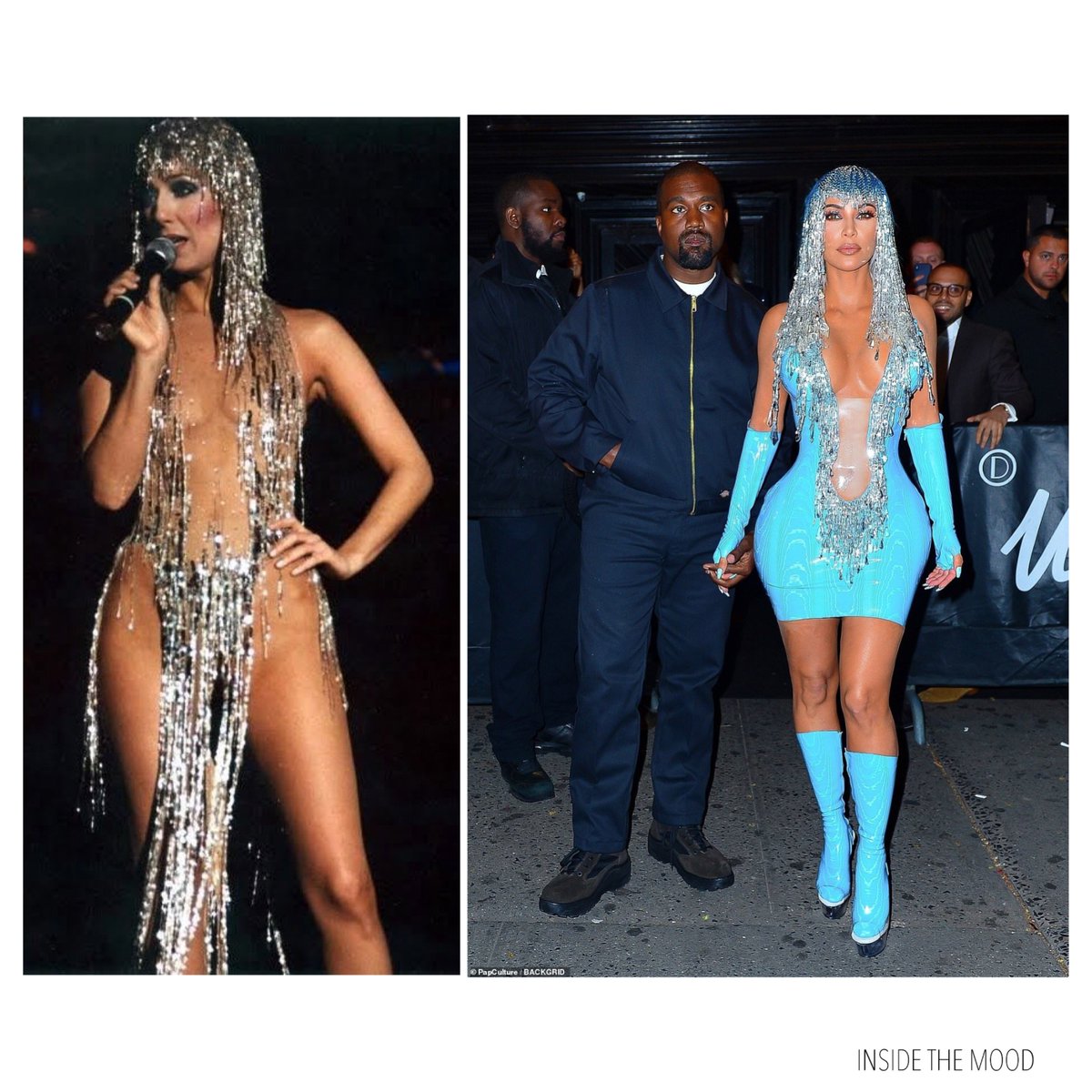 InsideMood's tweet photo. FROM A REAL PERSON: Cher || Kim Kardashian in a custom Thierry Mugler, Met Gala 2019 Afterparty #cher #kimkardashian #fashionicon #icon #thierrymugler #mugler #latex #silverwig #inspiration #insidethemood https://t.co/m2RyU3rqeW