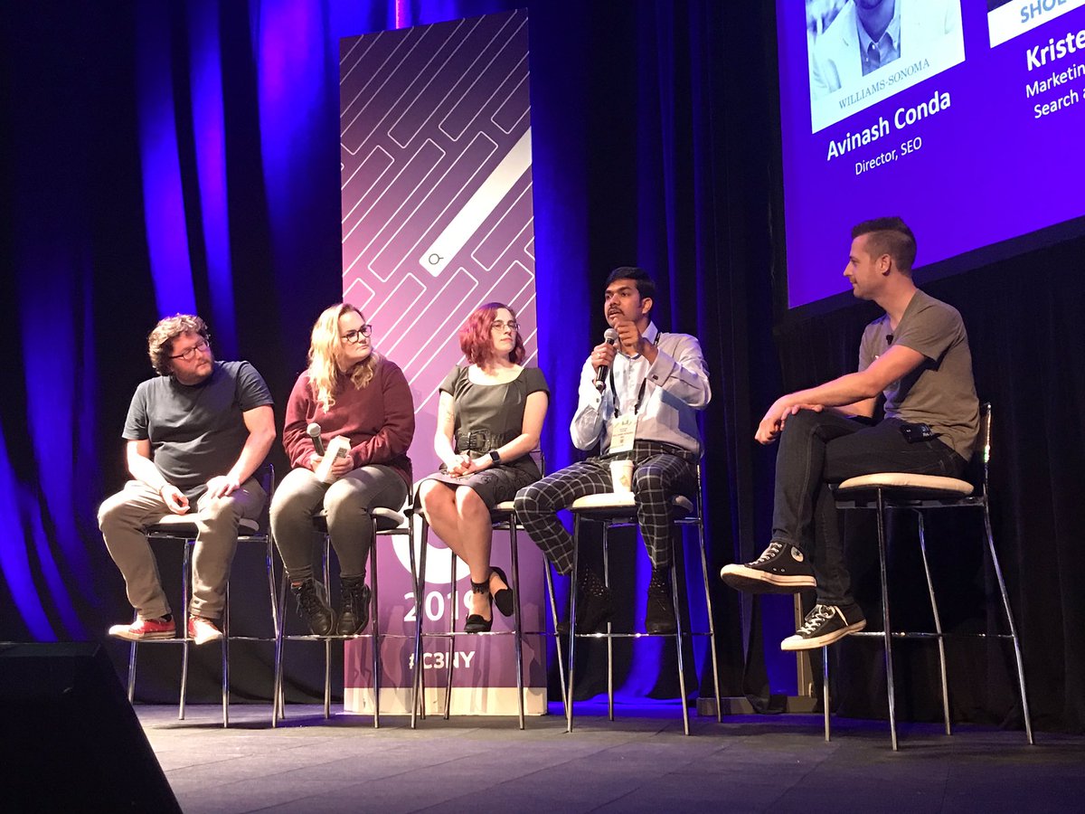 Great #ecommerce #seo panel featuring @askreinhart and <a href="/avinashconda/">Avinash Conda</a> #c3ny