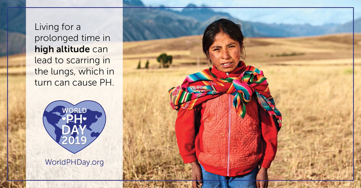 More than 140 million people #worldwide live 10,000 feet or more above sea level. This puts them at greater risk for developing #pulmonaryhypertension (PH) due to scarring of #lung tissue. WorldPHDay.org #WorldPHDay2019