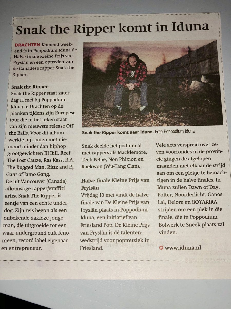 Str8UpHiphop_'s tweet photo. #snaktheripper #iduna #drachten https://t.co/T1Q0cyzsDh