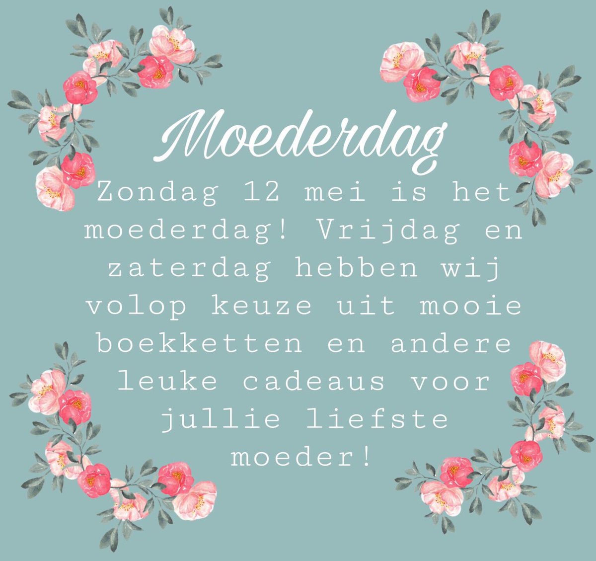 marnixdehaas's tweet photo. Aanstaande zondag Moederdag!! Kom bij ons in de winkel of bestel op tel 0515 531205 https://t.co/EKoINhsgVv