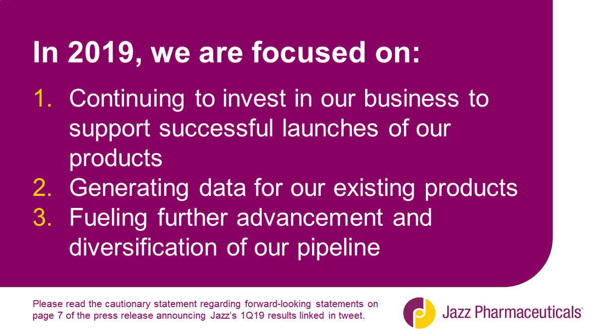 JazzPharma's tweet photo. Yesterday we announced our first quarter 2019 financial results. $JAZZ https://t.co/BBq4EKqGra https://t.co/zSUwg7u6Yf