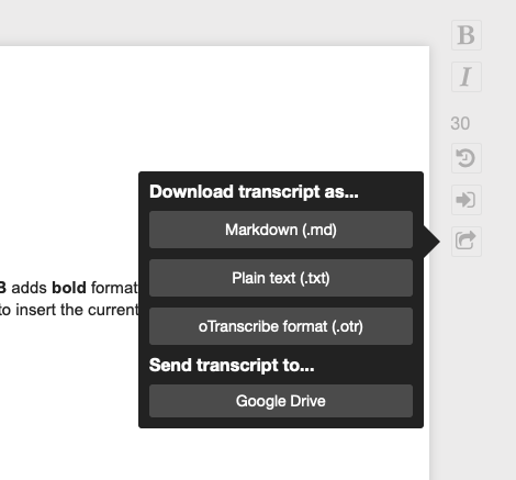 After a long vacation, export to Google Drive is back: otranscribe.com