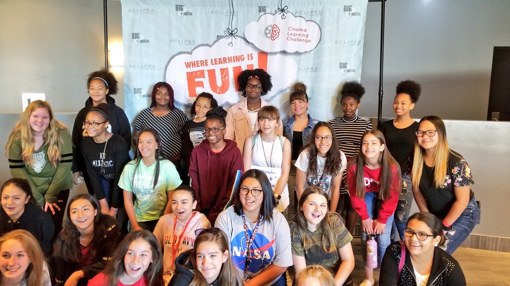 CTEinCCSD's tweet photo. Nearly 200 @ClarkCountySch students from @LeavittMS and @MolaskyJHS joined us @BIGandDigital's #CinemaLearningChallenge #GirlsinSTEM #GirlsinTECH Movie Night(Day). #STEM #CareerTechEd #1ForKids #1ParaLosNiños https://t.co/HD98tTNA91