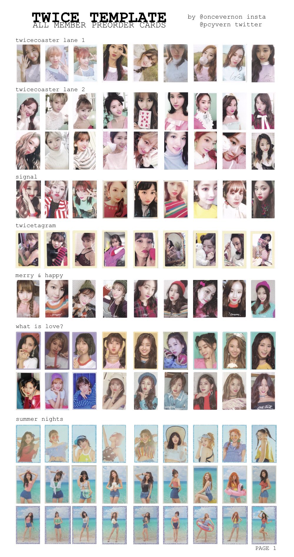 bella on Twitter "all twice members preorder cards template https//t